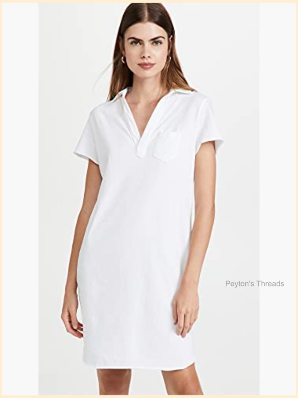 Short Sleeve Johnny Collar Polo Dress Sheath Silhouette Pullover - Picture 2 of 6